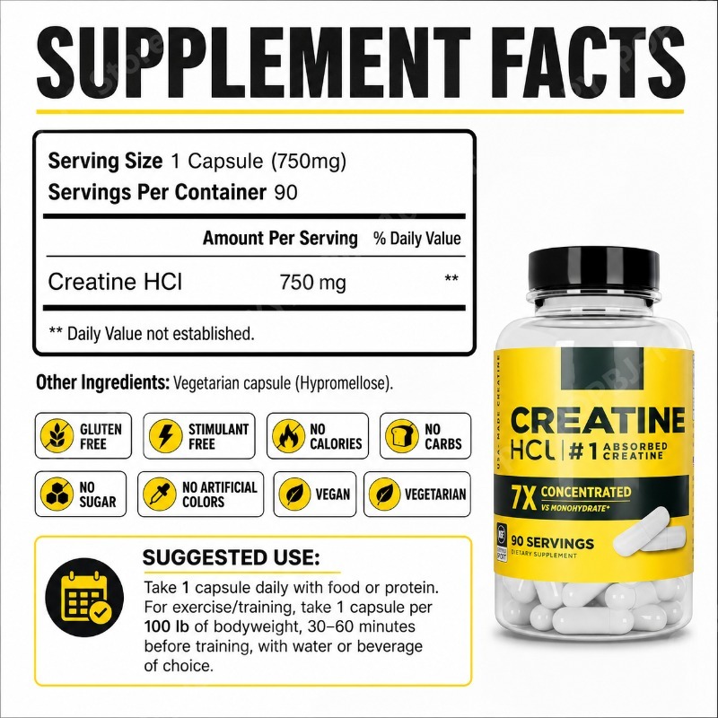 Creatine HCl 750mg 90 Kapsul P - The Nutrition Fitness ulasan dan harga